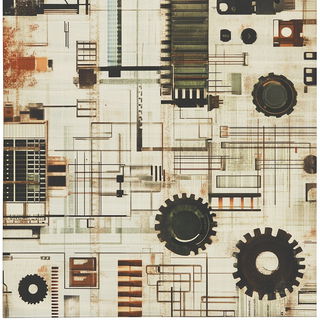 Archivist Copperplate style, Midjourney V6.1: technical infrastructure blueprint schematics