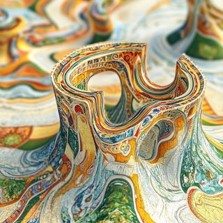 Ruinwarp style, Midjourney V6.1: abstract 3D render