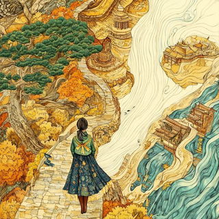 Ruinwarp style, Midjourney V6.1: retro fairy-tale illustration
