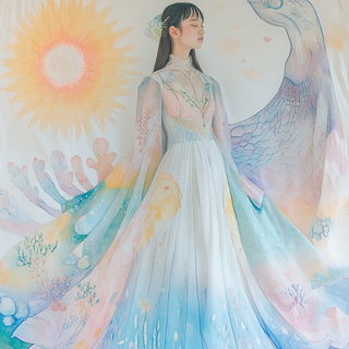 Painted Weather style, Midjourney V6.1: haute-couture fashion outfit