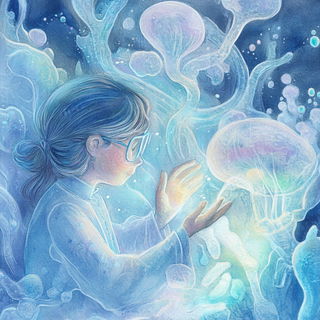 Painted Weather style, Midjourney V6.1: editorial illustration for popular scientific magazine cover
