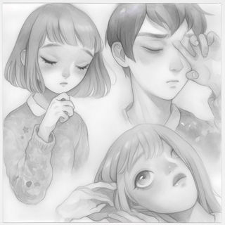 Painted Weather style, Midjourney V6.1: black-and-white manga comic strip