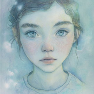 Painted Weather style, Midjourney V6.1: photographic portrait of female protagonist