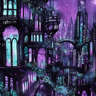 Graphite Geode style, Midjourney V6.1: megacity with futuristic bioarchitecture