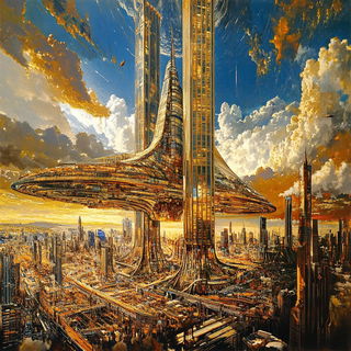 Patterned Object Surrealism style, Midjourney V6.1: megacity with futuristic bioarchitecture