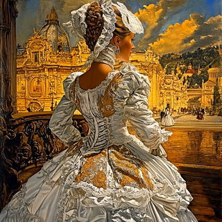 Patterned Object Surrealism style, Midjourney V6.1: haute-couture fashion outfit