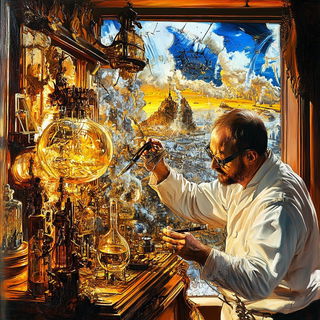 Patterned Object Surrealism style, Midjourney V6.1: editorial illustration for popular scientific magazine cover