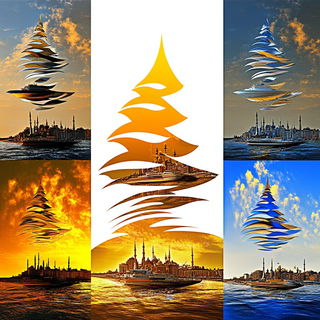 Patterned Object Surrealism style, Midjourney V6.1: bold minimalist logo design for Istanbul city municipal services
