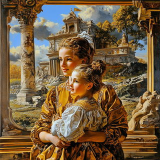 Patterned Object Surrealism style, Midjourney V6.1: classical 18th-century oil painting