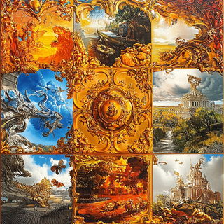 Patterned Object Surrealism style, Midjourney V6.1: creative pattern composition
