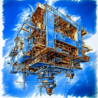Patterned Object Surrealism style, Midjourney V6.1: technical infrastructure blueprint schematics