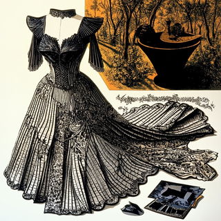 Cleftgrain style, Midjourney V6.1: haute-couture fashion outfit