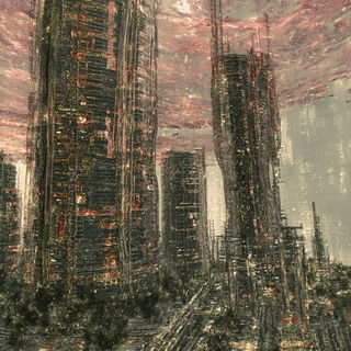 Paintstorm Equinox style, Midjourney V6.1: megacity with futuristic bioarchitecture