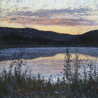 Paintstorm Equinox style, Midjourney V6.1: realistic landscape photograph of quiet dawn
