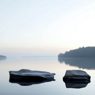 Dapplecut style, Midjourney V6.1: realistic landscape photograph of quiet dawn