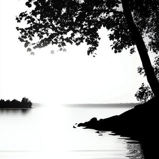 Collagecurrent style, Midjourney V6.1: realistic landscape photograph of quiet dawn