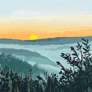 Skywhale Storyform style, Midjourney V6.1: realistic landscape photograph of quiet dawn