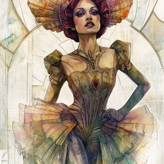 Chimeragraph style, Midjourney V6.1: haute-couture fashion outfit