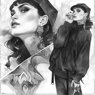 Chimeragraph style, Midjourney V6.1: black-and-white manga comic strip
