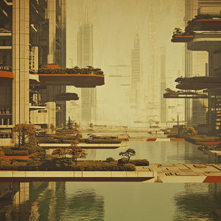 Glamouradial style, Midjourney V6.1: megacity with futuristic bioarchitecture
