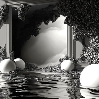 Mushroomarket style, Midjourney V6.1: abstract 3D render