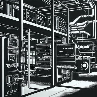 Mushroomarket style, Midjourney V6.1: technical infrastructure blueprint schematics