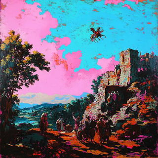 Cloudbatik style, Midjourney V6.1: classical 18th-century oil painting