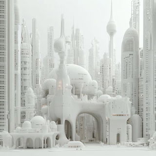 Inkwashwood style, Midjourney V6.1: megacity with futuristic bioarchitecture