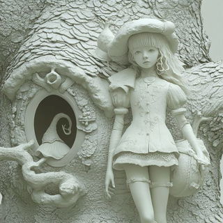 Inkwashwood style, Midjourney V6.1: retro fairy-tale illustration