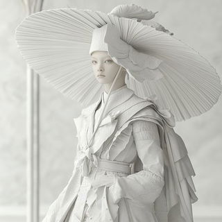 Inkwashwood style, Midjourney V6.1: haute-couture fashion outfit