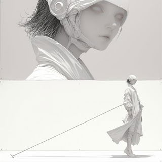 Inkwashwood style, Midjourney V6.1: black-and-white manga comic strip