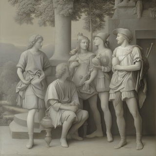 Inkwashwood style, Midjourney V6.1: classical 18th-century oil painting