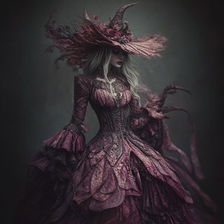 Fossilrocostume style, Midjourney V6.1: haute-couture fashion outfit