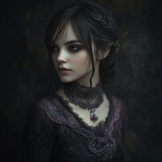 Fossilrocostume style, Midjourney V6.1: photographic portrait of female protagonist