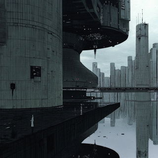 Hatchwater style, Midjourney V6.1: megacity with futuristic bioarchitecture
