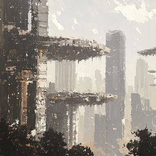 Ochromorphic style, Midjourney V6.1: megacity with futuristic bioarchitecture