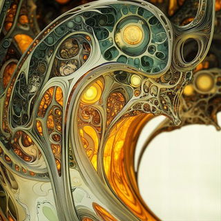 Tealgold Prospect Etching style, Midjourney V6.1: abstract 3D render