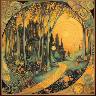 Tealgold Prospect Etching style, Midjourney V6.1: traditional folk art