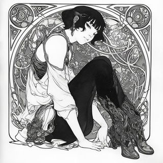 Tealgold Prospect Etching style, Midjourney V6.1: black-and-white manga comic strip