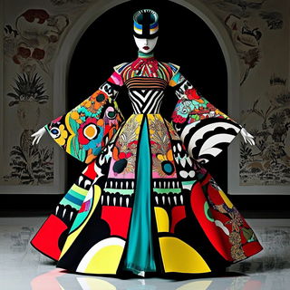 Ladder Shrine style, Midjourney V6.1: haute-couture fashion outfit