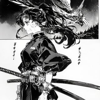Tealway Migrants style, Midjourney V6.1: black-and-white manga comic strip