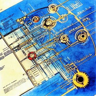 Tealway Migrants style, Midjourney V6.1: technical infrastructure blueprint schematics
