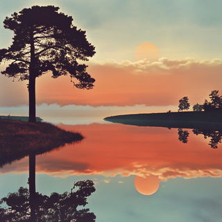 Grainfrost style, Midjourney V6.1: realistic landscape photograph of quiet dawn