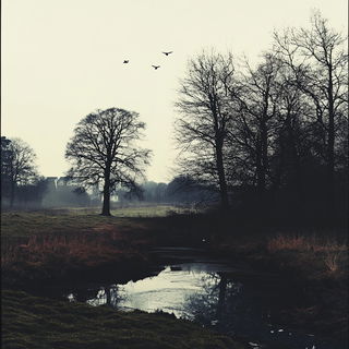 Celink style, Midjourney V6.1: realistic landscape photograph of quiet dawn