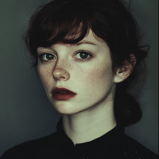 Celink style, Midjourney V6.1: photographic portrait of female protagonist