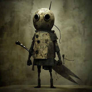 Monumental Stilts style, Midjourney V6.1: concept art character design of retropunk steam knight