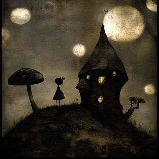 Monumental Stilts style, Midjourney V6.1: retro fairy-tale illustration