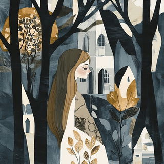 Ceruleanvast style, Midjourney V6.1: retro fairy-tale illustration