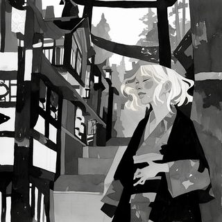 Ceruleanvast style, Midjourney V6.1: black-and-white manga comic strip