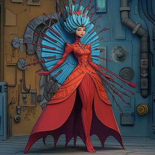 Gorgonarchic style, Midjourney V6.1: haute-couture fashion outfit